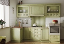Пример кухни с мебельными фасадами Лорес серии Прованс цвет Фисташка